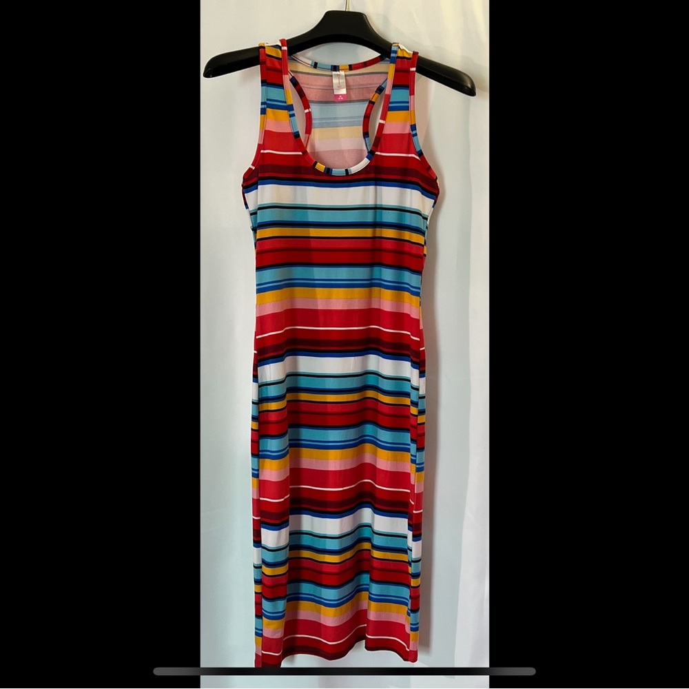 Sexy bodycon 80s style stripe dress
